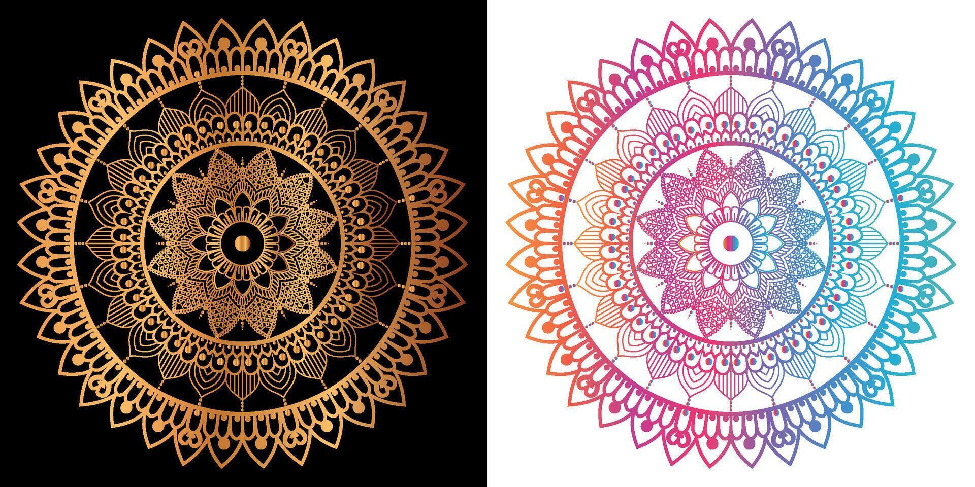 golden mandala design with a black background vector
