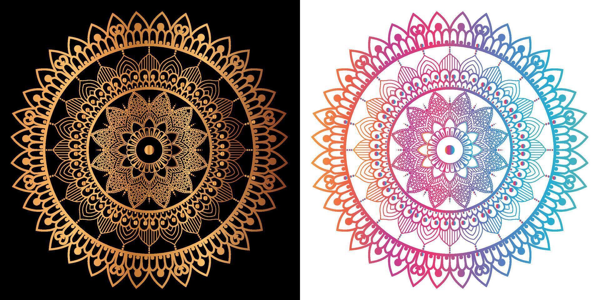 golden mandala design with a black background vector