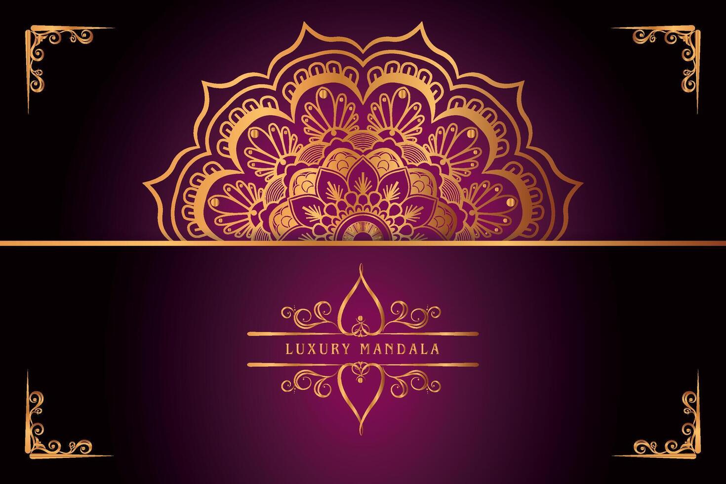 golden mandala design with gradients background vector