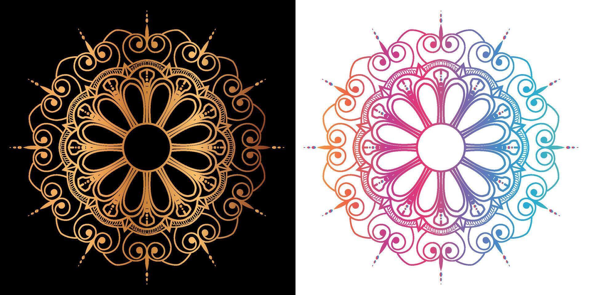 golden mandala design with a black background vector