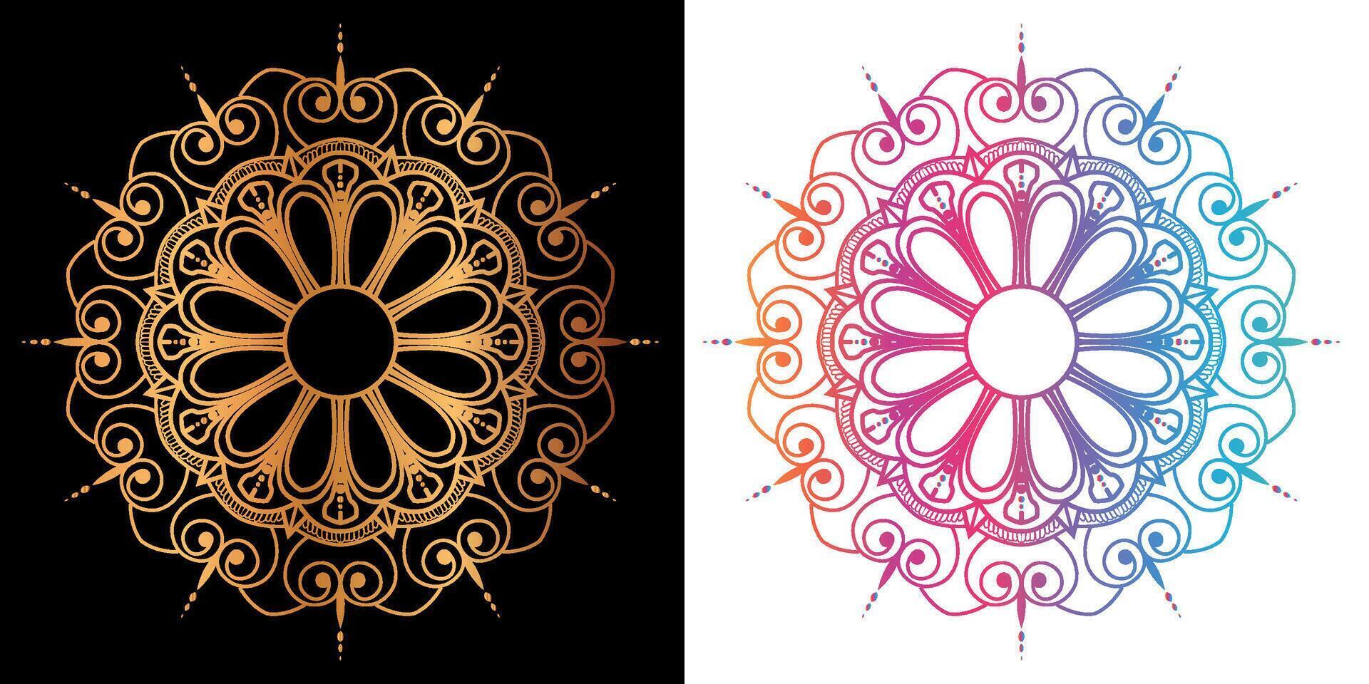 dorado mandala diseño con un negro antecedentes vector