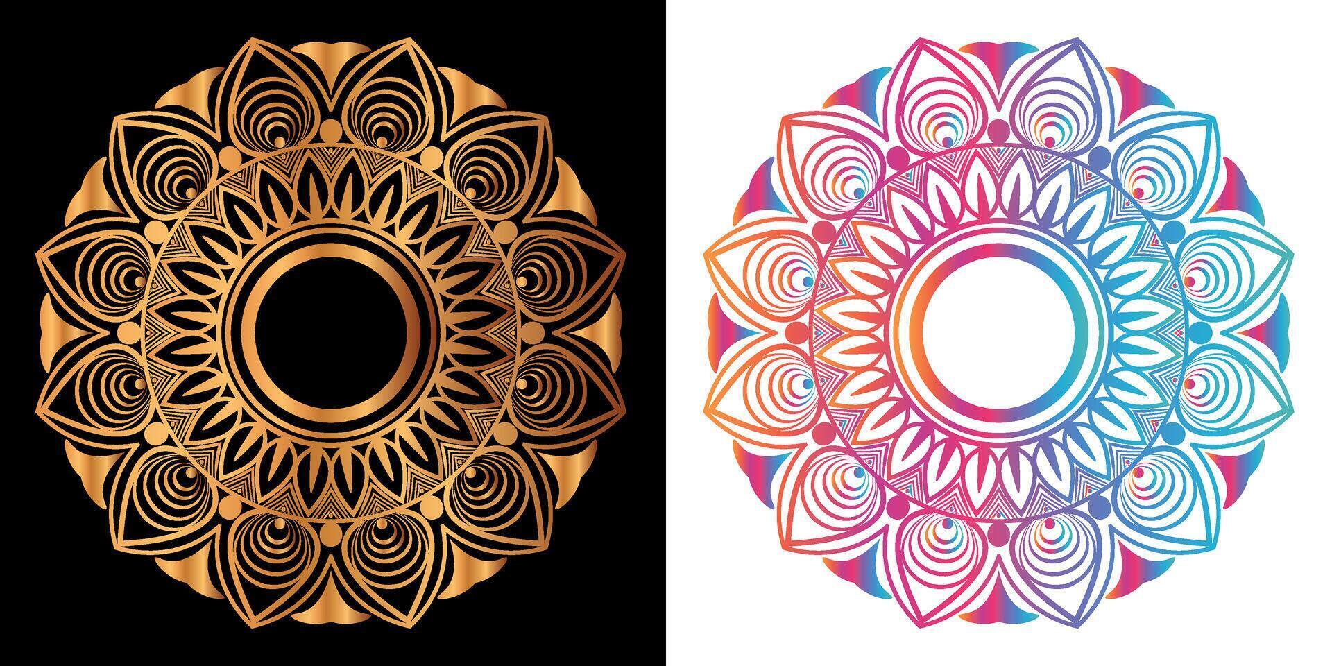 golden mandala design with a black background vector