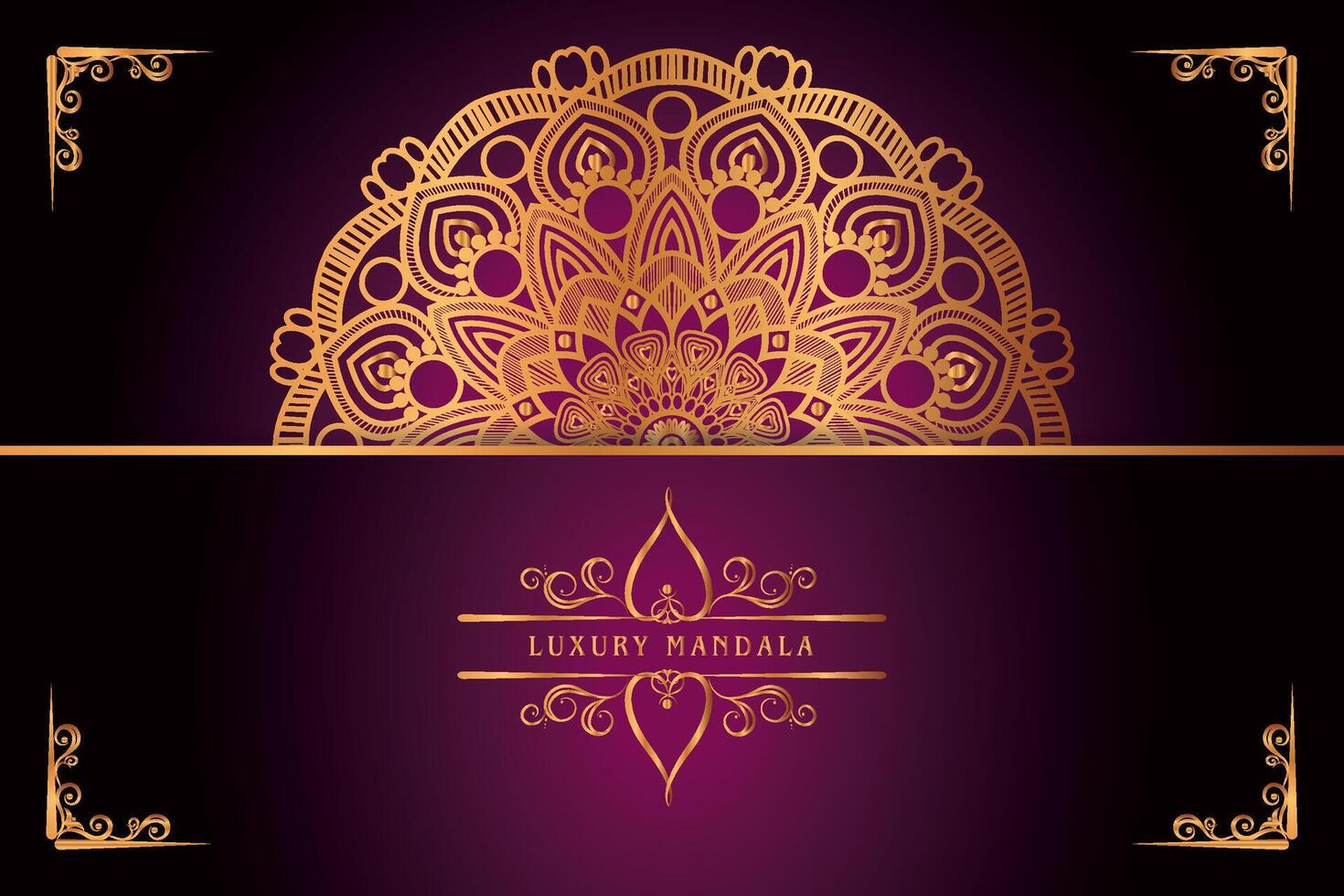 golden mandala design with gradients background vector