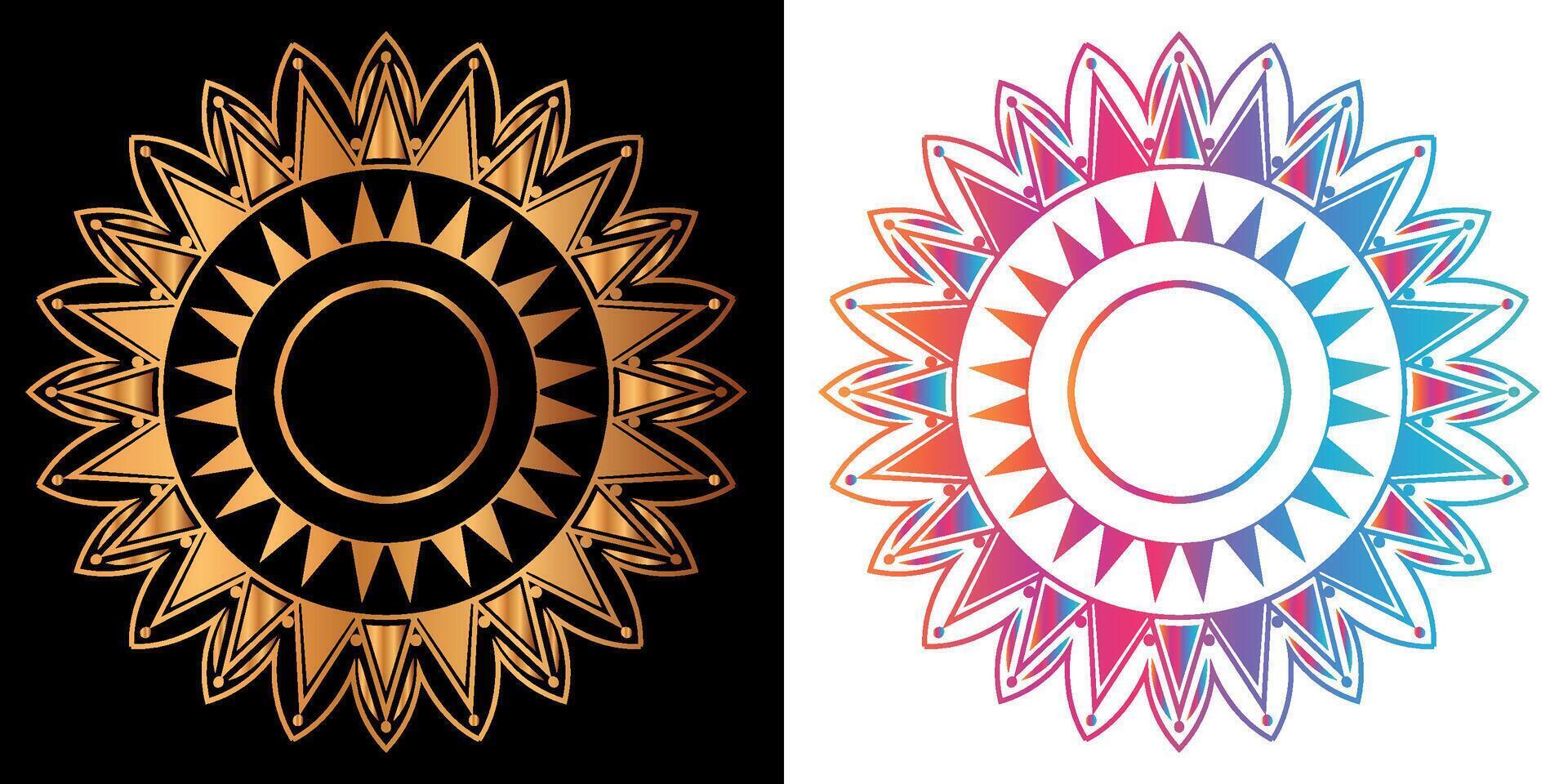 golden mandala design with a black background vector