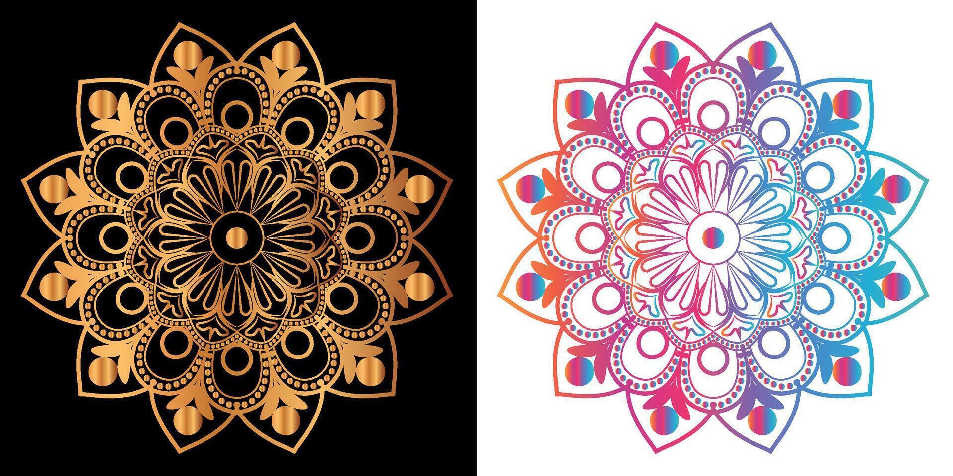 dorado mandala diseño con un negro antecedentes vector