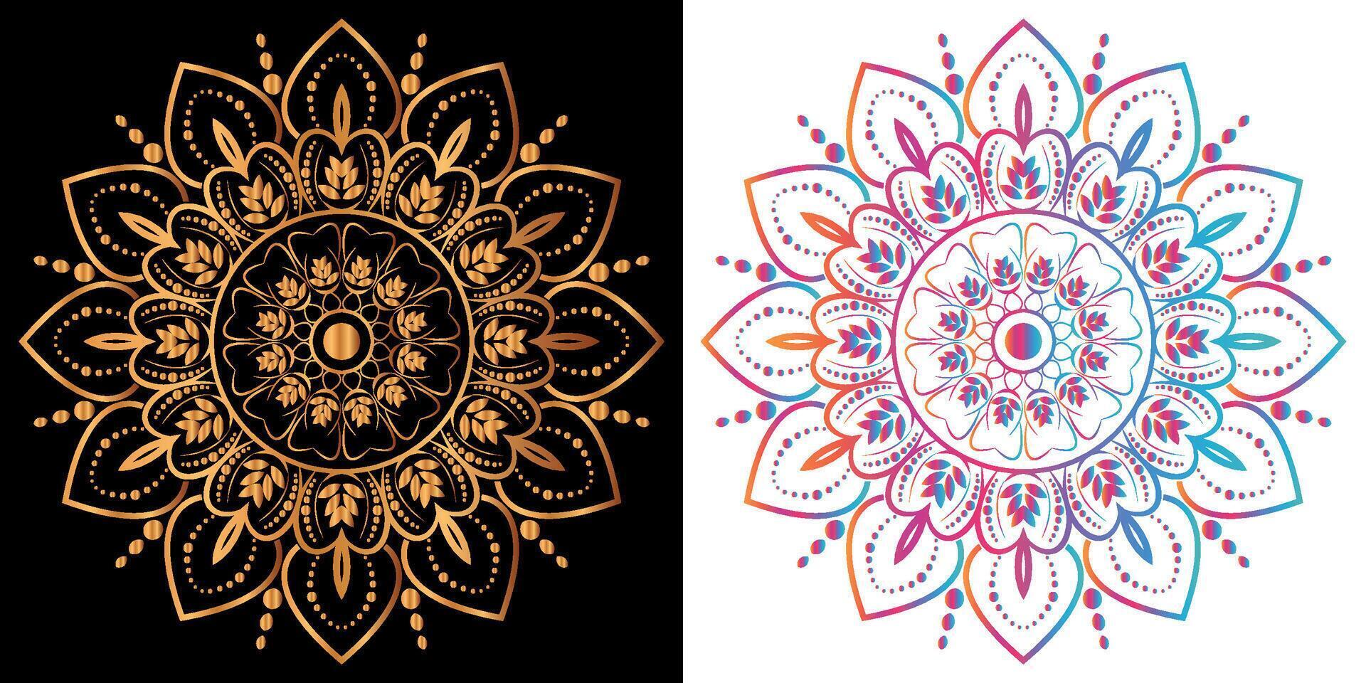 dorado mandala diseño con un negro antecedentes vector