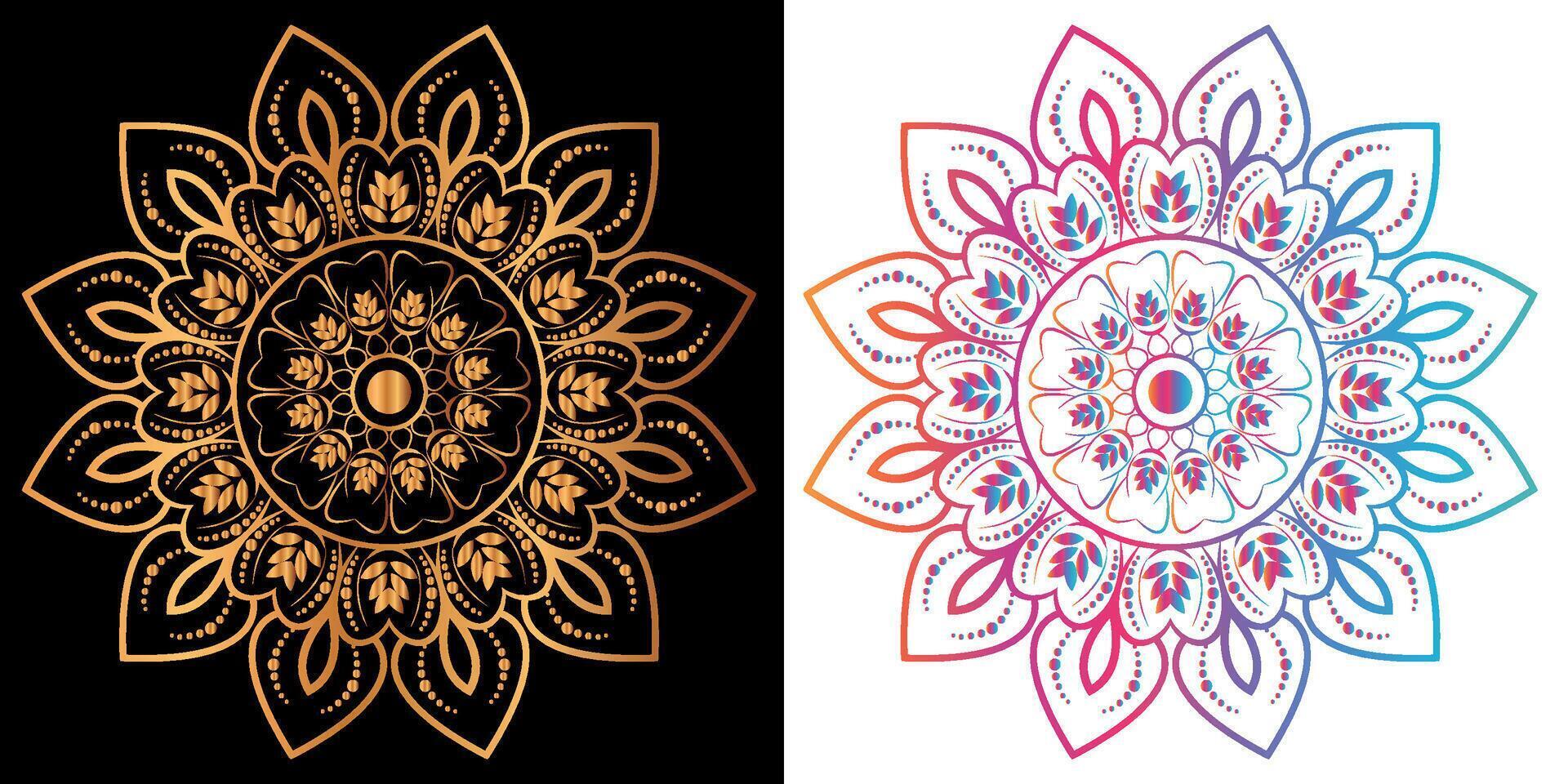 dorado mandala diseño con un negro antecedentes vector