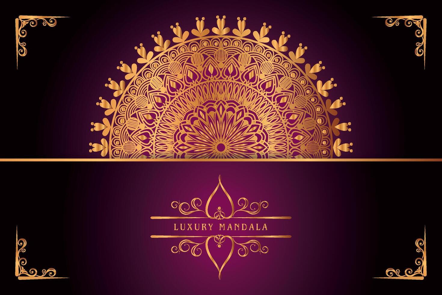 golden mandala design with gradients background vector