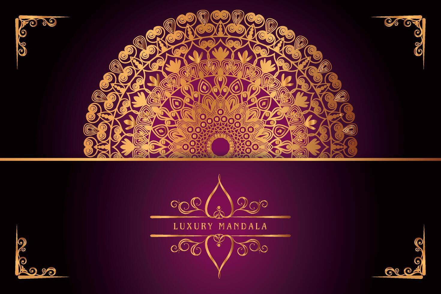 golden mandala design with gradients background vector