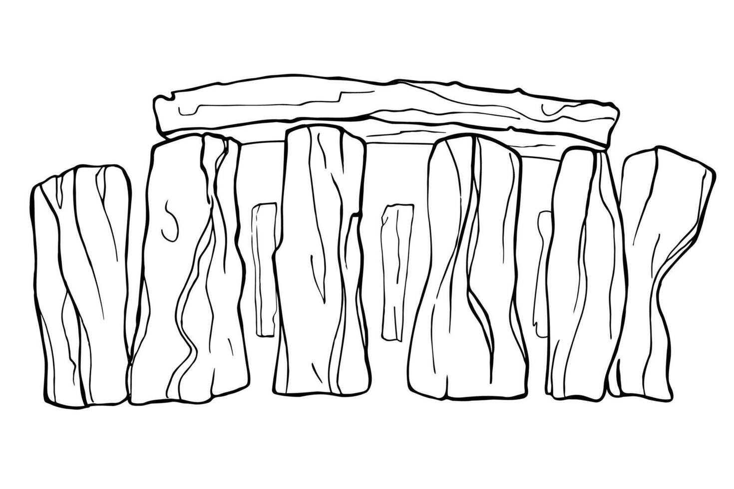 Stonehenge monument ink sketch isolated on white background. Hand drawn flat icon of ancient architecture, historical ruin. Travelling, tourism concept. Design for print, logo, card, paper vector