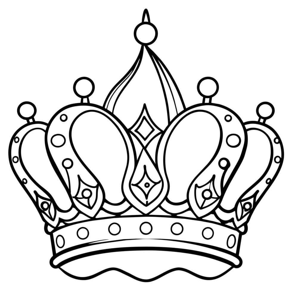 Princess Crown outline illustration digital coloring book page line art drawing vector