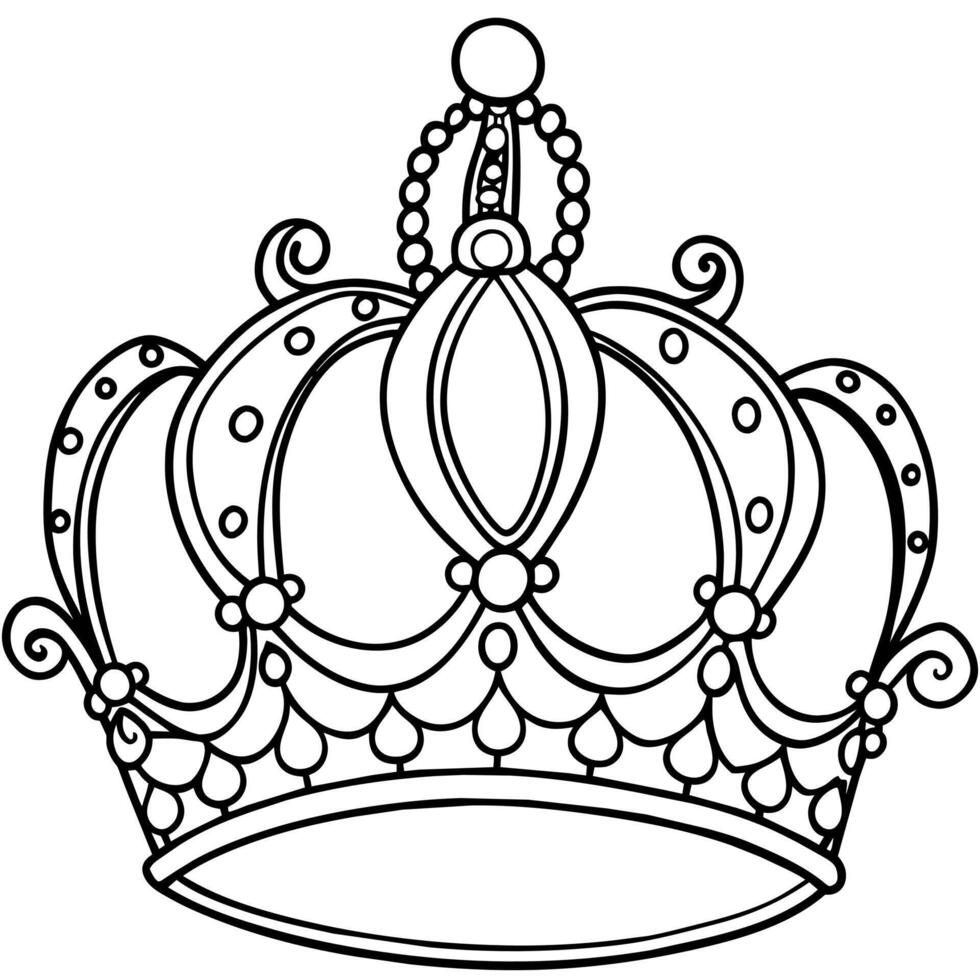 Princess Crown outline illustration digital coloring book page line art drawing vector