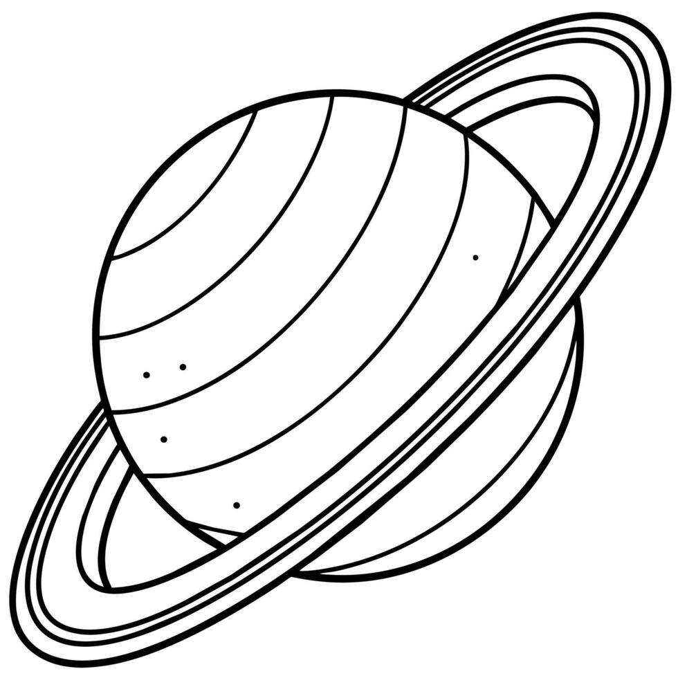 Saturn Planet outline illustration digital coloring book page line art drawing vector