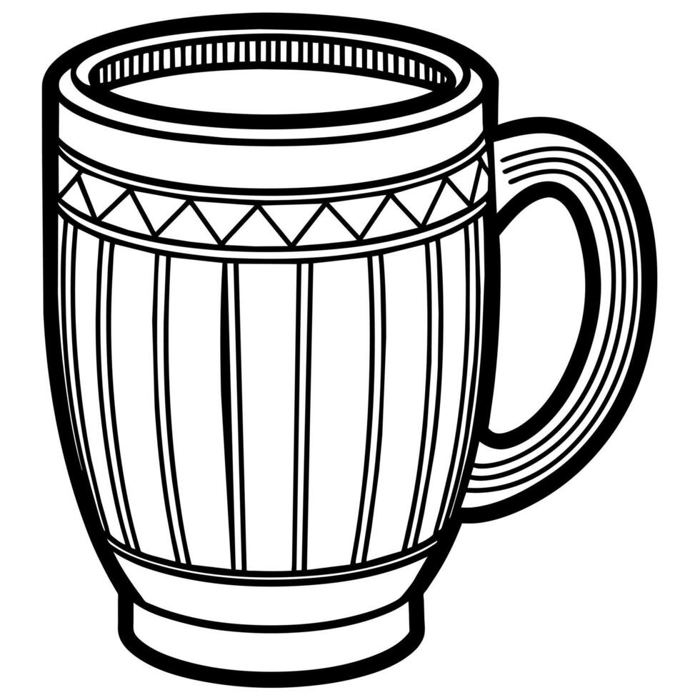 Mug outline illustration digital coloring book page line art drawing vector