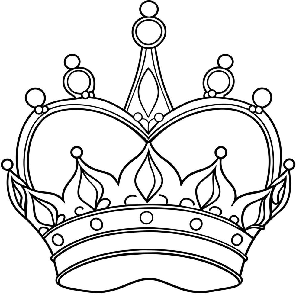 Princess Crown outline illustration digital coloring book page line art drawing vector