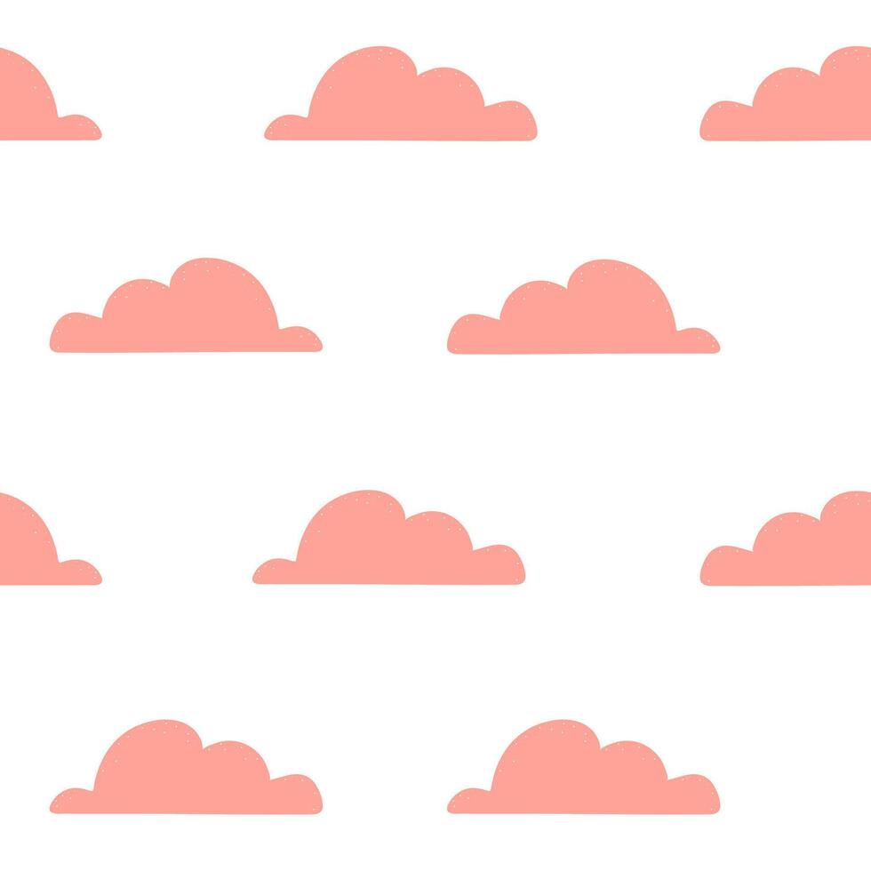 Seamless pattern of pink clouds. Template for textile, wallpaper, packaging, cover, web, card, box, print, banner, ceramics vector