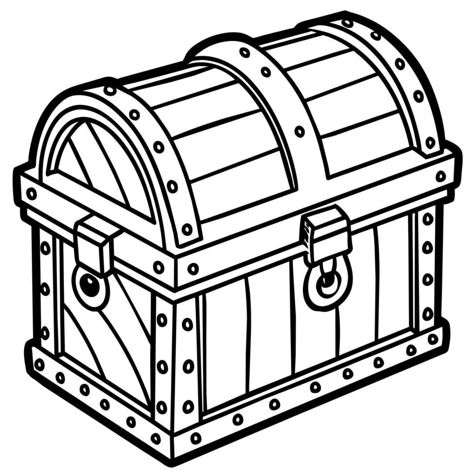 Treasure Chest outline illustration digital coloring book page line art drawing vector