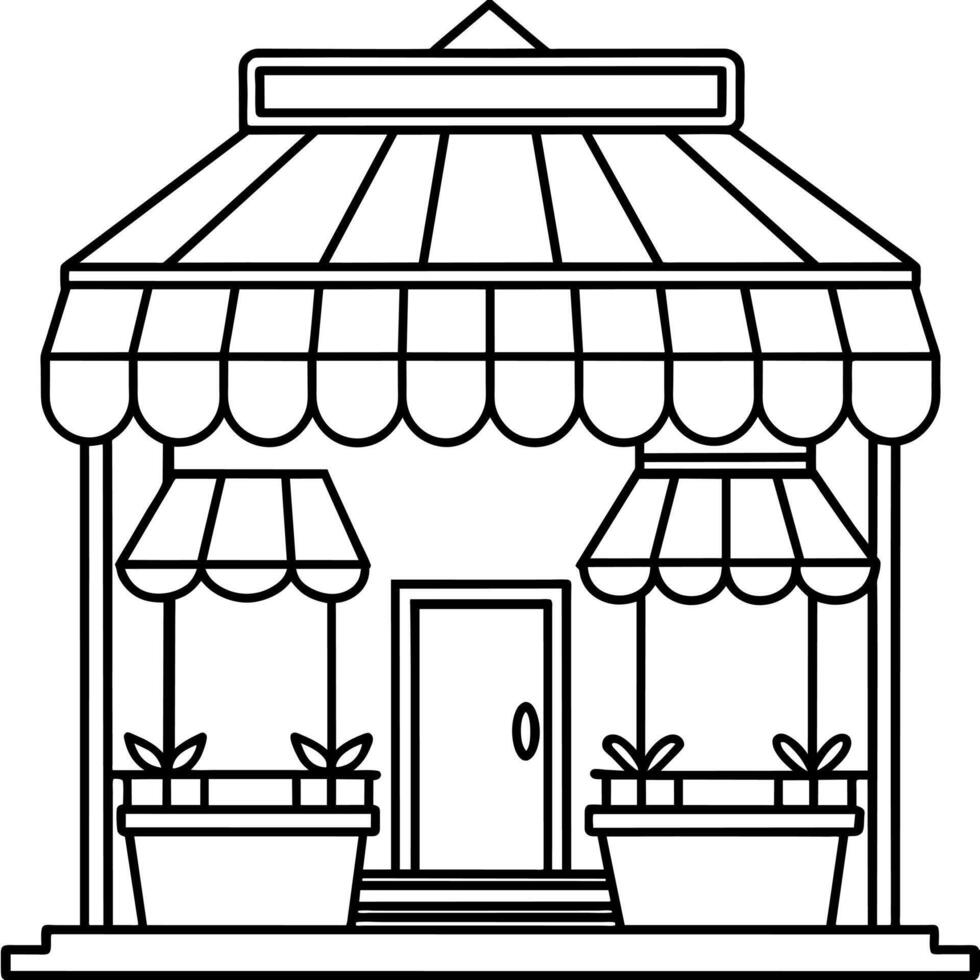 Shop outline illustration digital coloring book page line art drawing vector