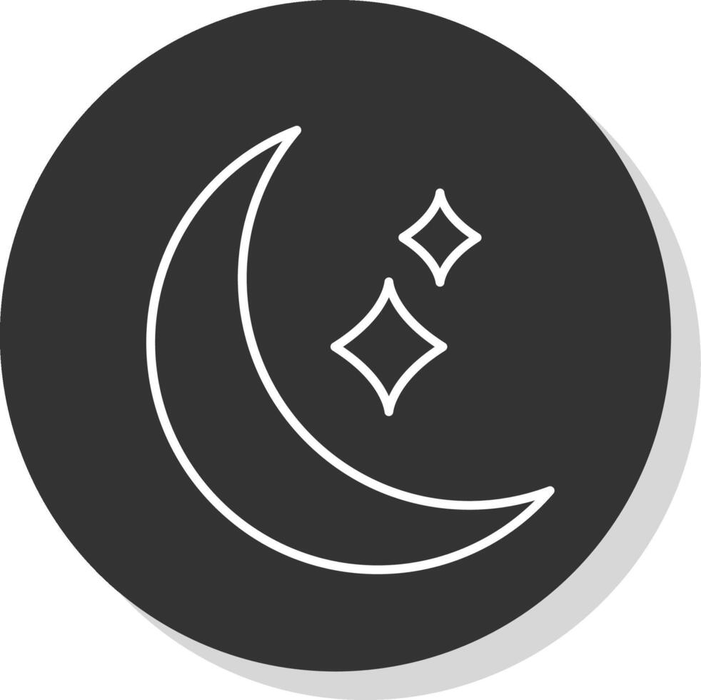 Luna línea gris circulo icono vector