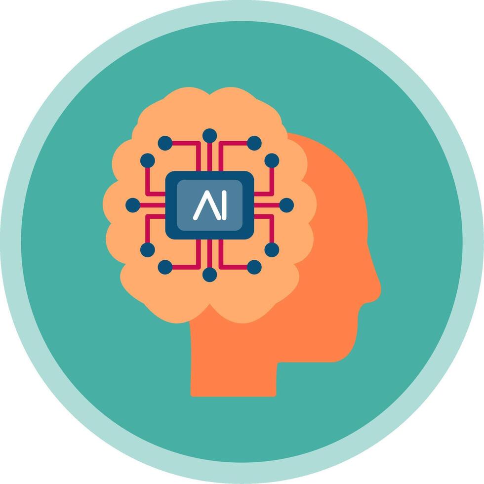 Artificial Intelligence Flat Multi Circle Icon vector