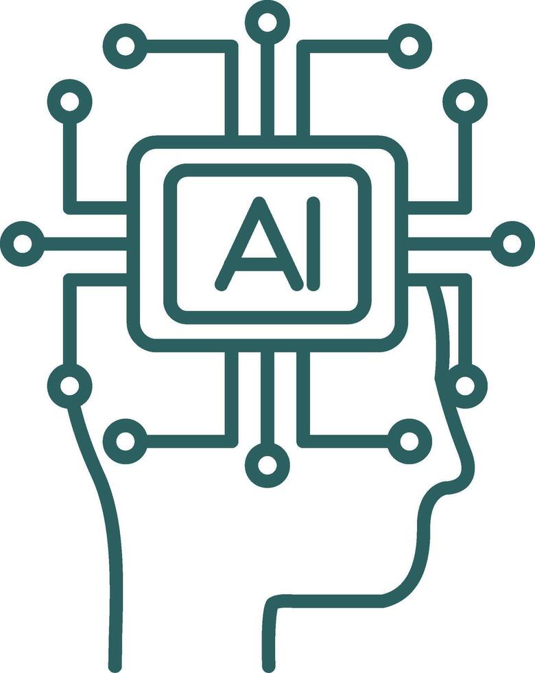 Artificial Intelligence Line Gradient Round Corner Icon vector
