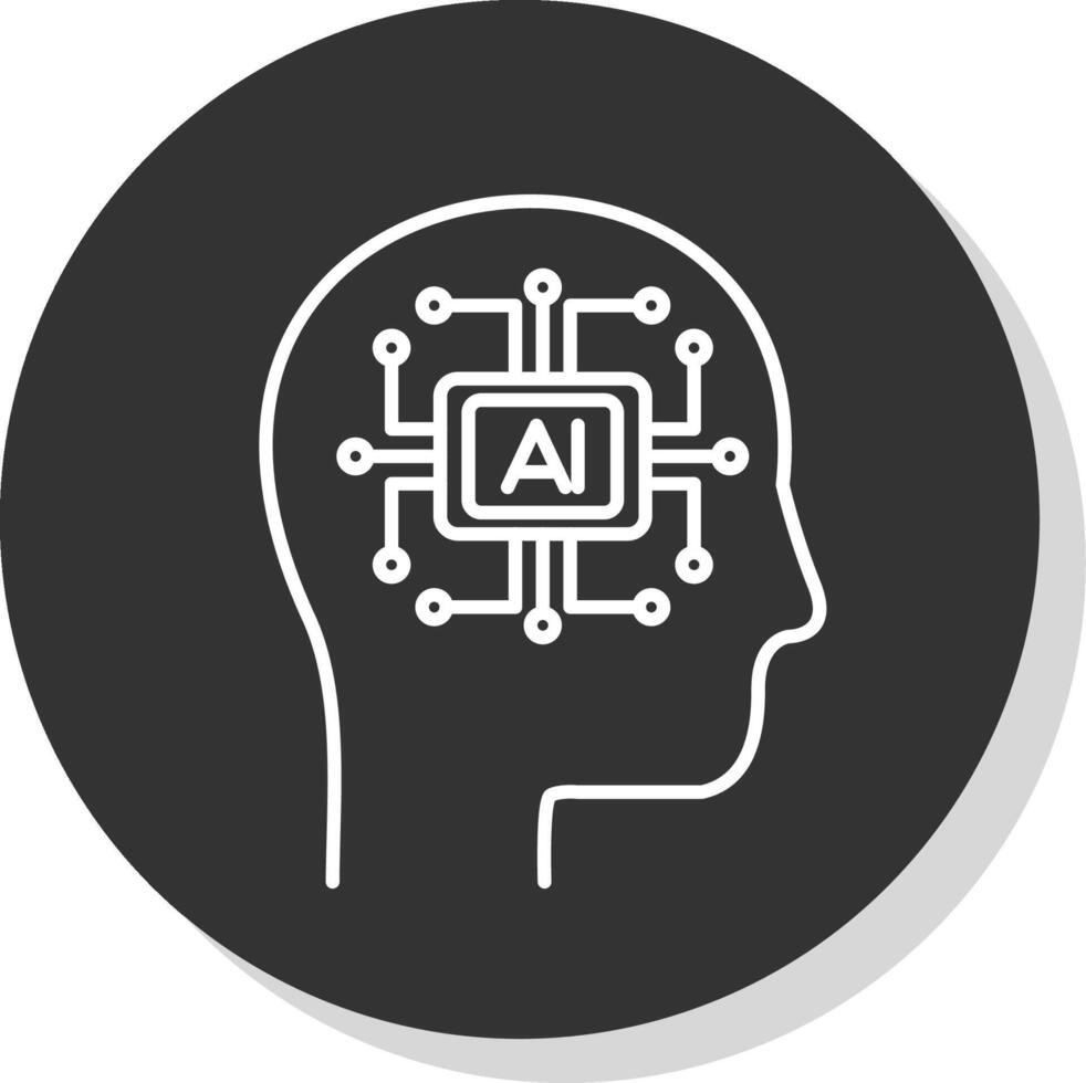 Artificial Intelligence Line Grey Circle Icon vector