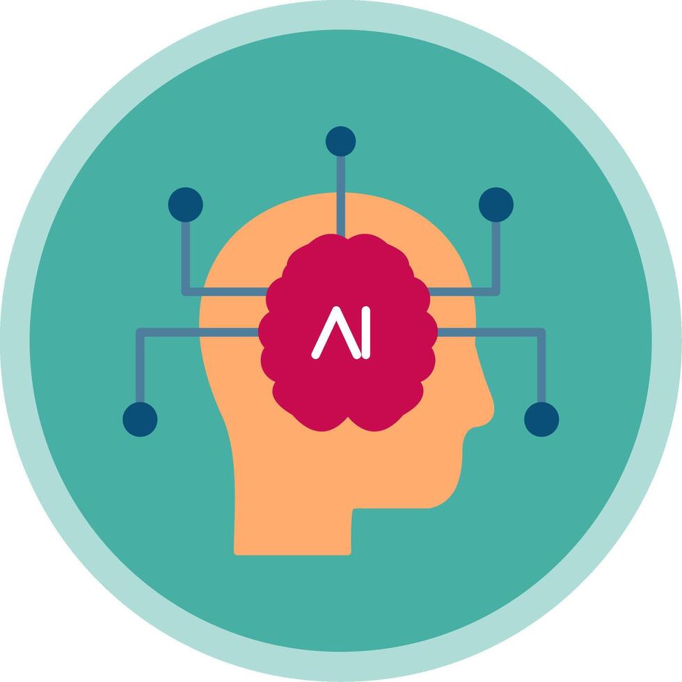 Artificial Intelligence Flat Multi Circle Icon vector