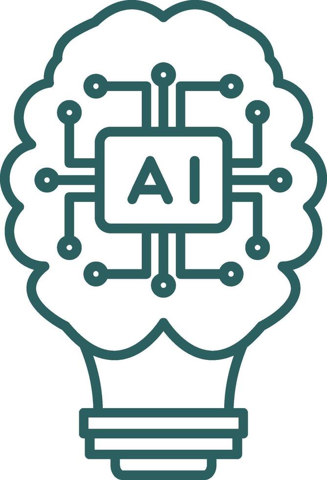 Artificial Intelligence Line Gradient Round Corner Icon vector
