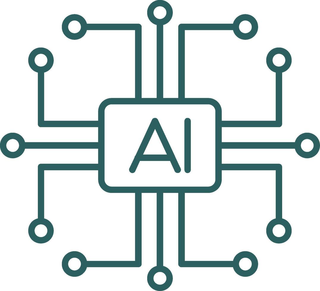 Artificial Intelligence Line Gradient Round Corner Icon vector
