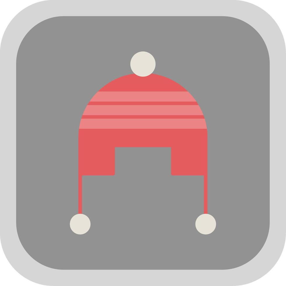 Winter Cap Flat Round Corner Icon vector