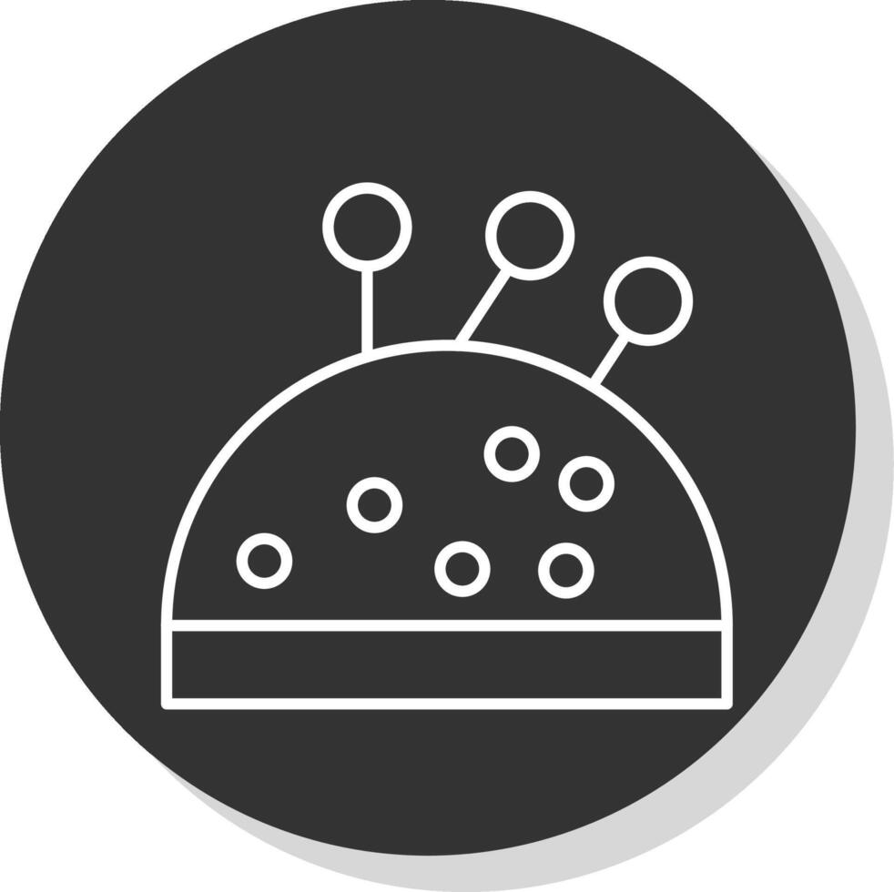 Pin Cushion Line Grey Circle Icon vector