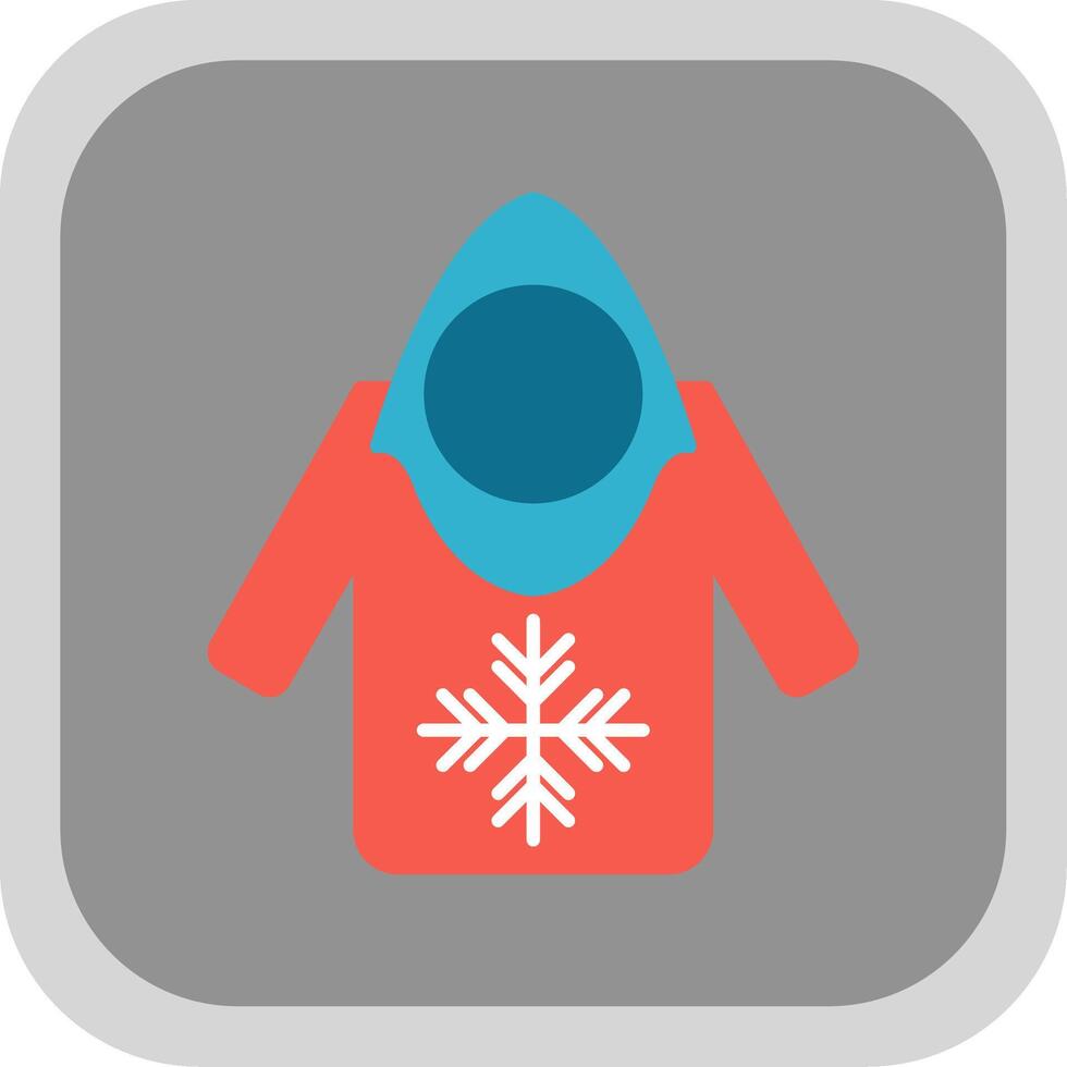 Hoodie Flat Round Corner Icon vector