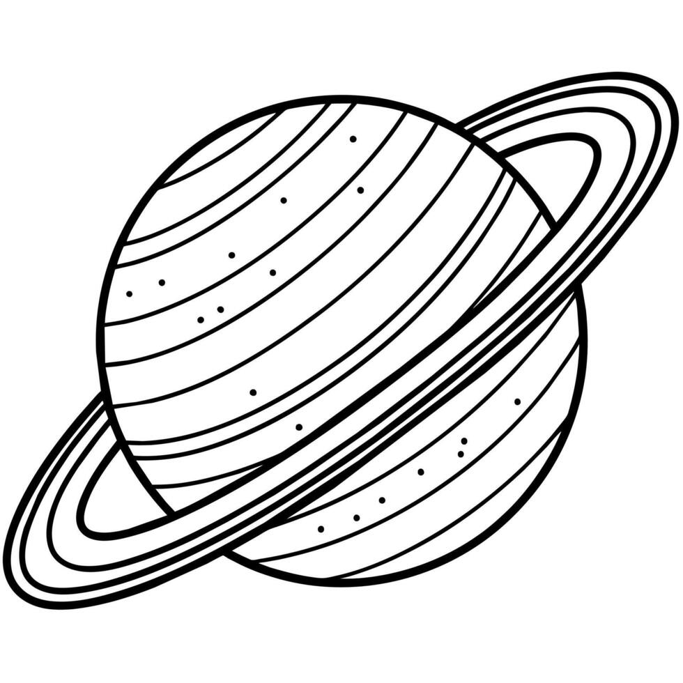 Saturn Planet outline illustration digital coloring book page line art drawing vector