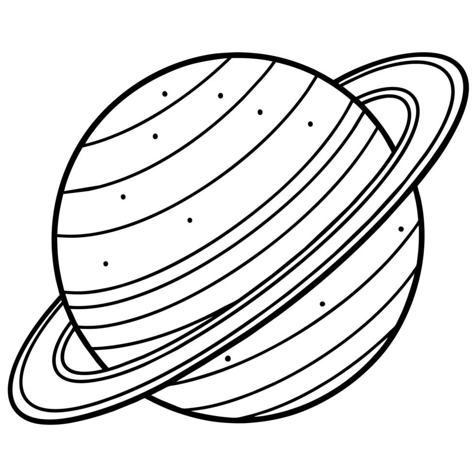 Saturn Planet outline illustration digital coloring book page line art drawing vector