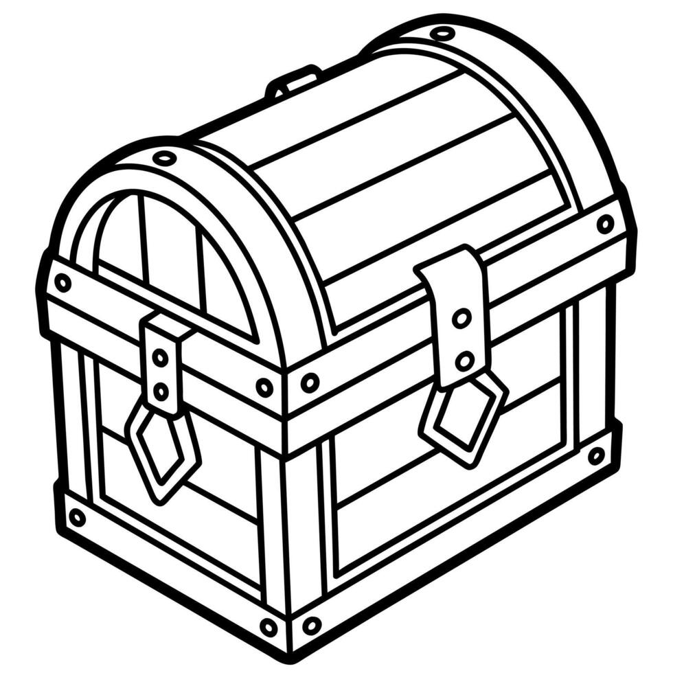 Treasure Chest outline illustration digital coloring book page line art drawing vector