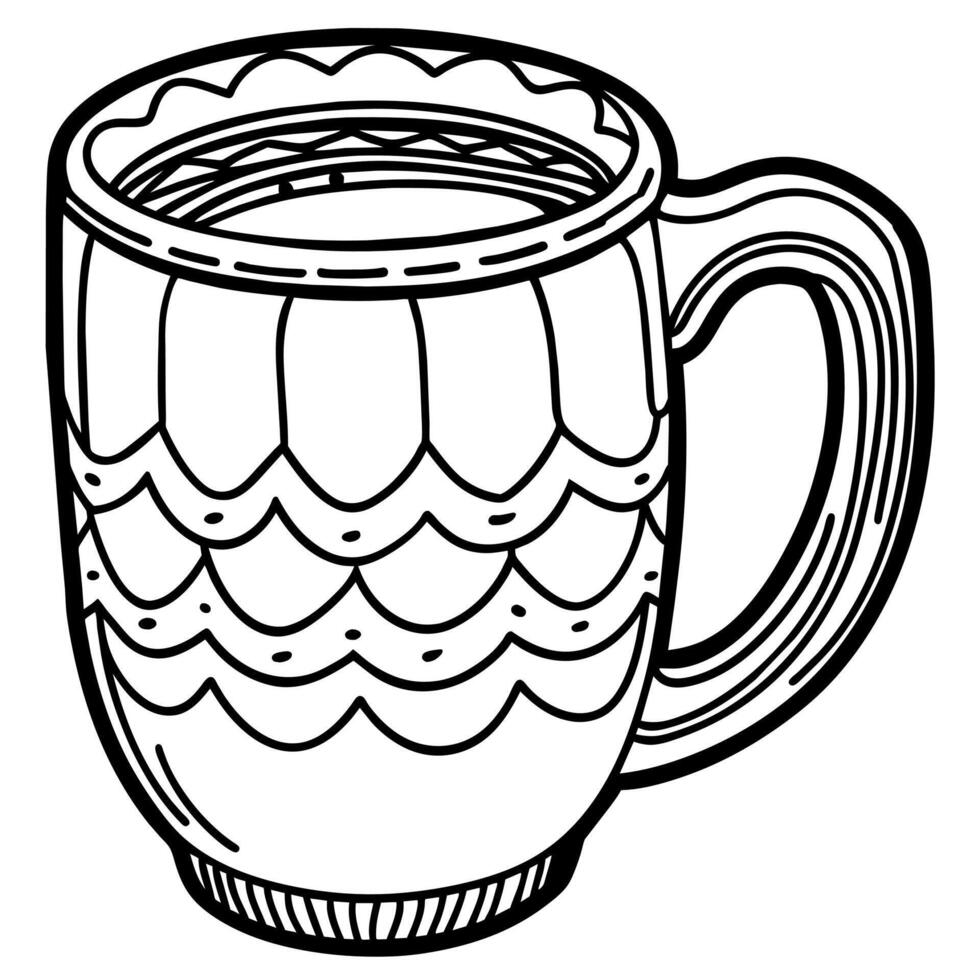 Mug outline illustration digital coloring book page line art drawing vector