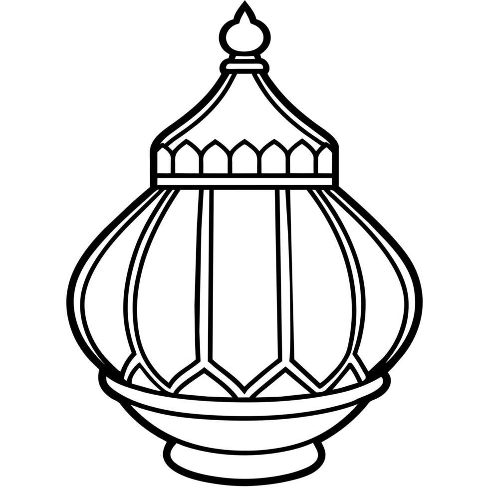 Mosque lamp outline illustration digital coloring book page line art drawing vector