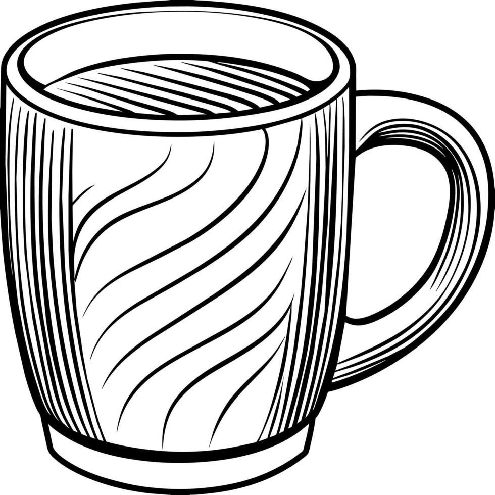 Mug outline illustration digital coloring book page line art drawing vector