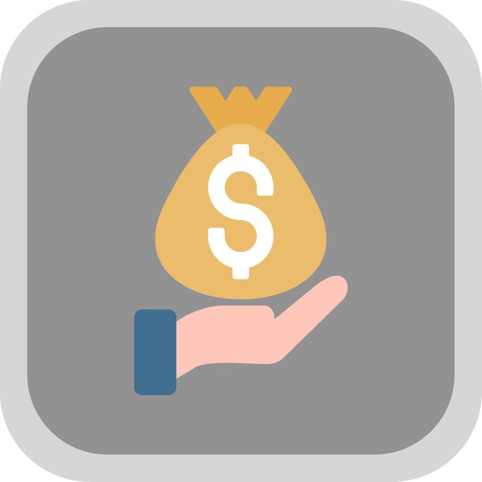 Money Bag Flat Round Corner Icon vector