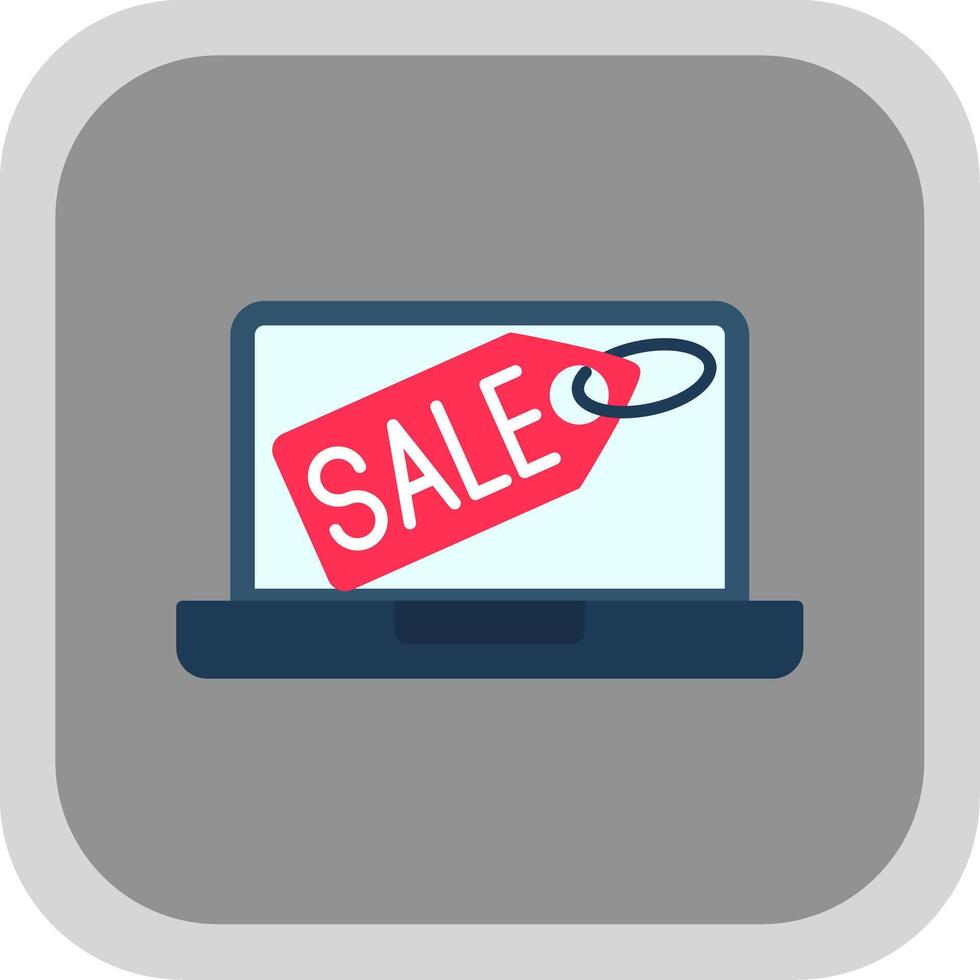 Laptop Flat Round Corner Icon vector