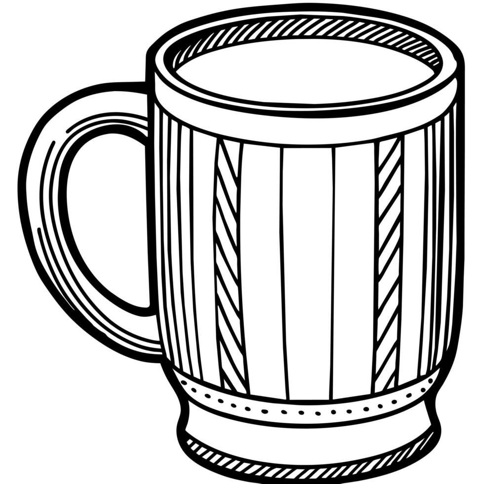Mug outline illustration digital coloring book page line art drawing vector