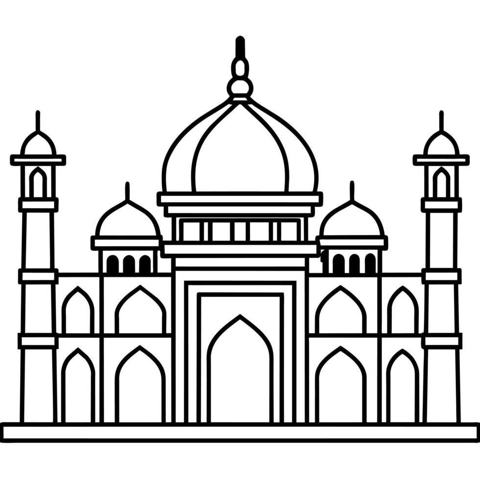 Mosque outline illustration digital coloring book page line art drawing vector