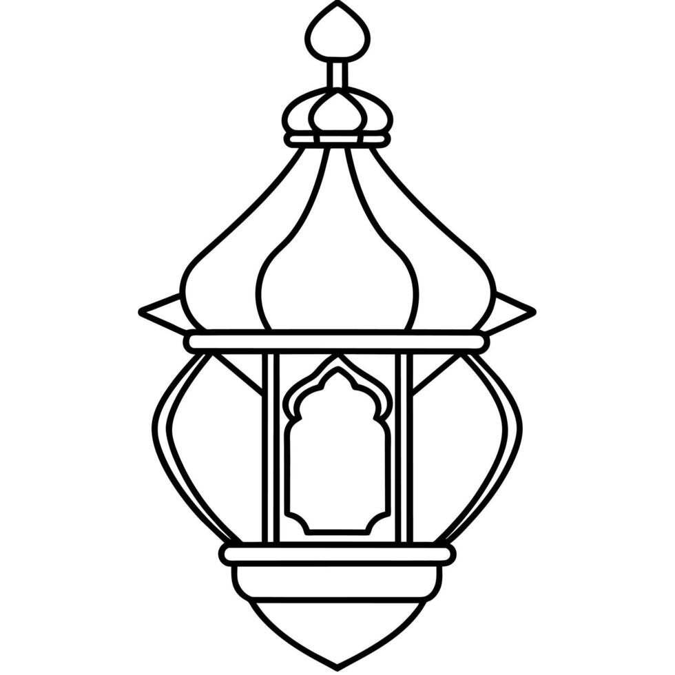 Mosque lamp outline illustration digital coloring book page line art drawing vector