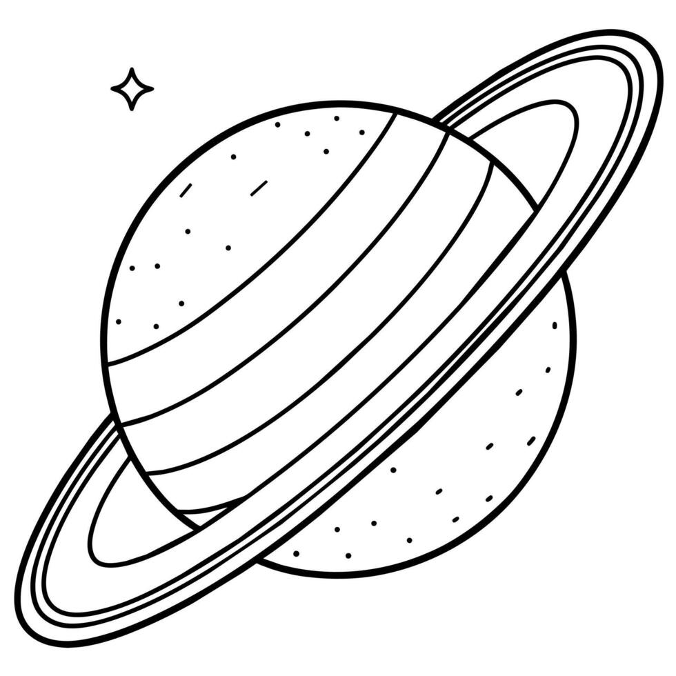 Saturn Planet outline illustration digital coloring book page line art drawing vector