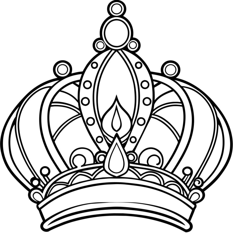 Princess Crown outline illustration digital coloring book page line art drawing vector