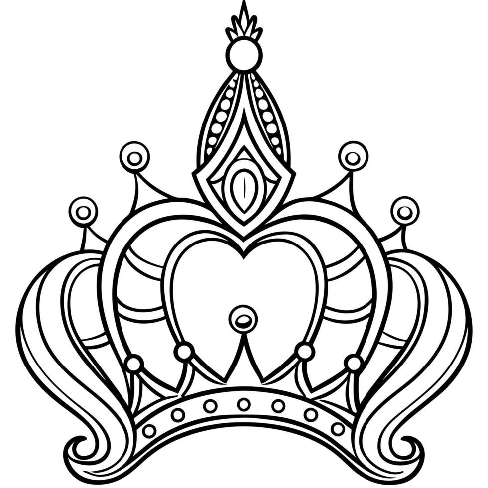 Princess Crown outline illustration digital coloring book page line art drawing vector