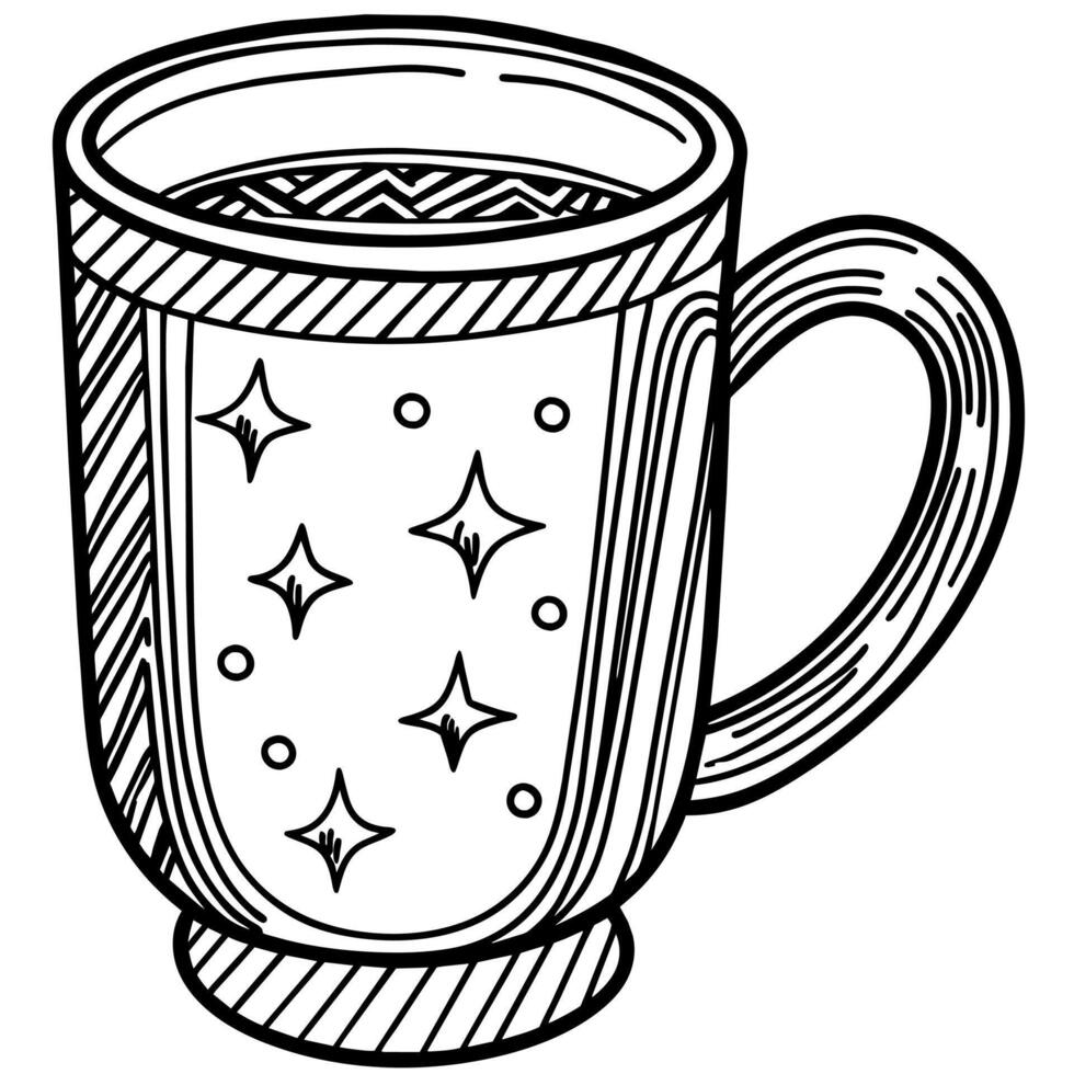 Mug outline illustration digital coloring book page line art drawing vector