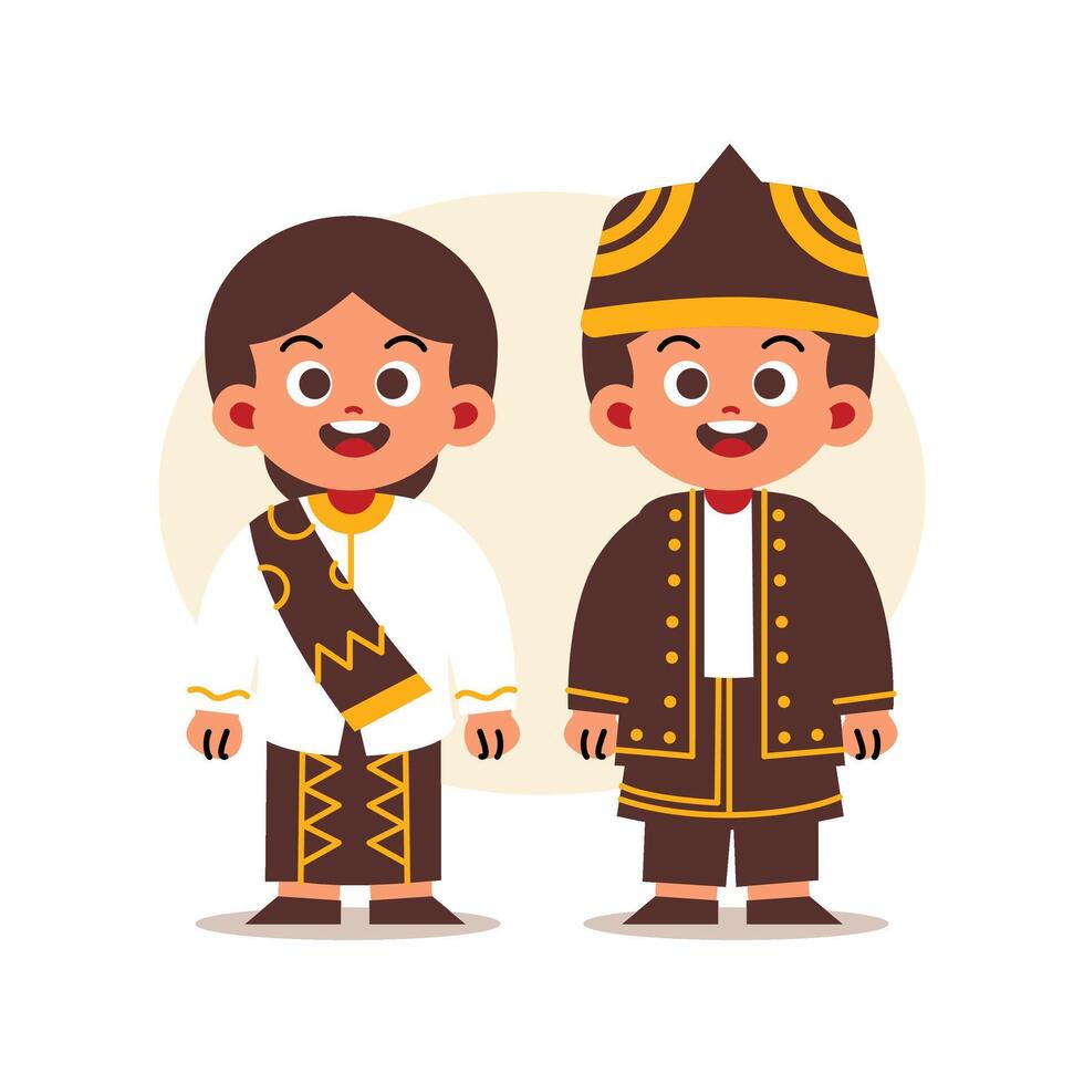 Couple Wear Indonesian Traditional Clothes of Banten vector