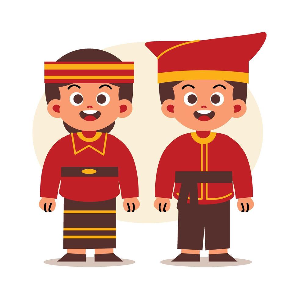 Couple Wear Indonesian Traditional Clothes of Central Sulawesi vector