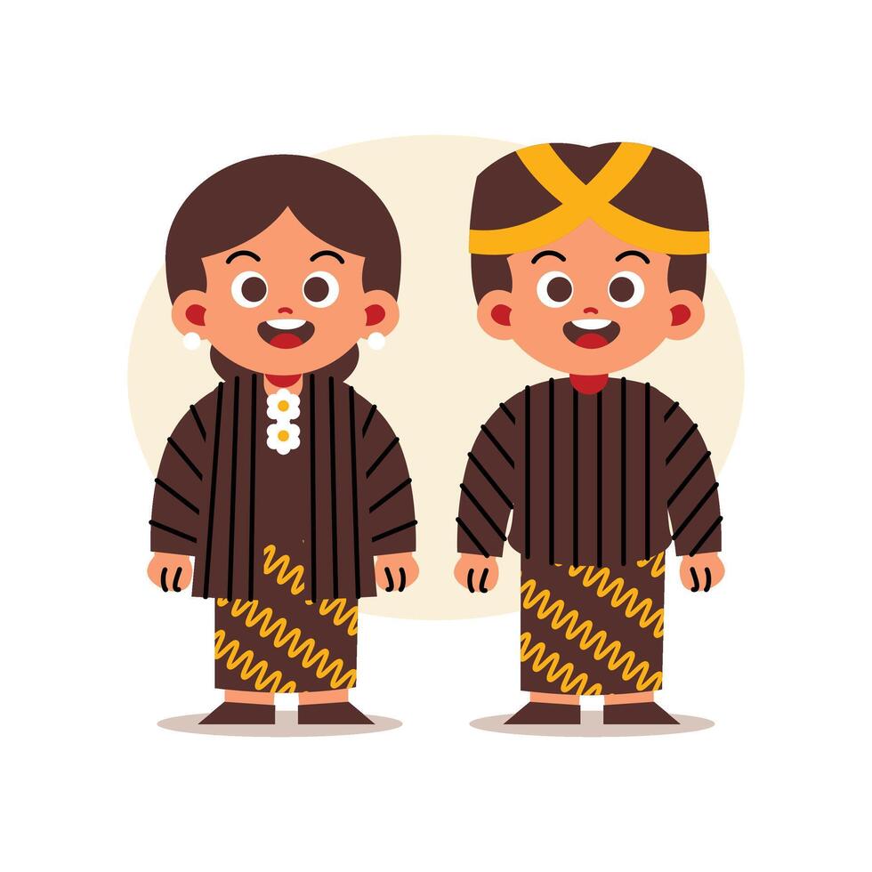 Couple Wear Indonesian Traditional Clothes of Yogyakarta vector